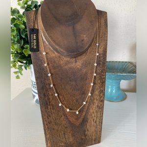 Brand New 14kt Yellow Gold 16” w 2” ext Genuine Pearl Beads Necklace